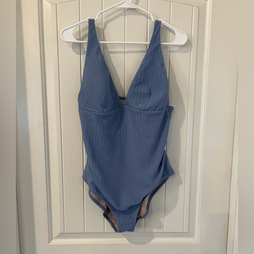 Shade & Shore Textured Blue Swimwear